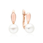 Cercei argint placati cu aur roz cu perle naturale albe si tortita DiAmanti SK22511GEL_W-G